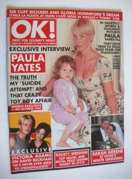 OK! magazine - Paula Yates & Tiger Lily cover (23 October 1998 - Issue 133)
