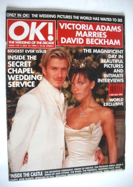 <!--1999-07-16-->OK! magazine - Victoria Adams and David Beckham wedding co
