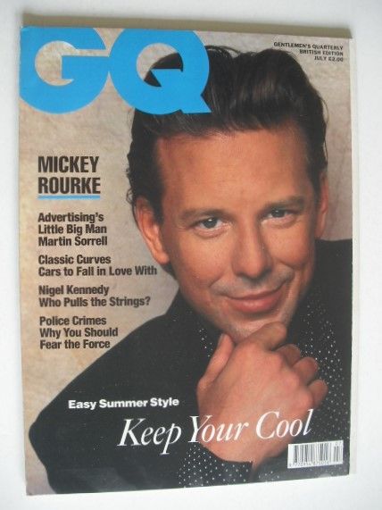 British GQ magazine - July 1990 - Mickey Rourke cover