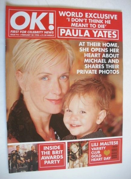 OK! magazine - Paula Yates cover (20 February 1998 - Issue 98)