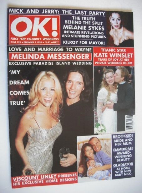 OK! magazine - Melinda Messenger cover (4 December 1998 - Issue 139)