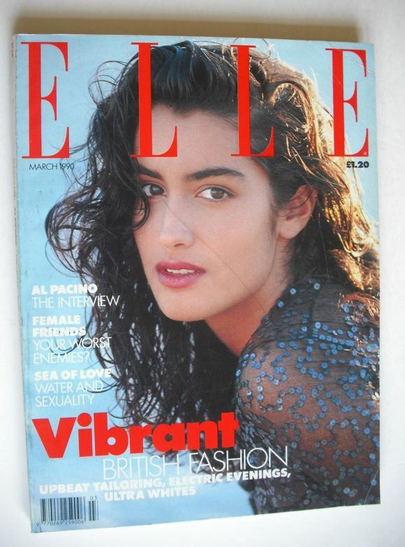 British Elle magazine - March 1990 - Yasmeen Ghauri cover