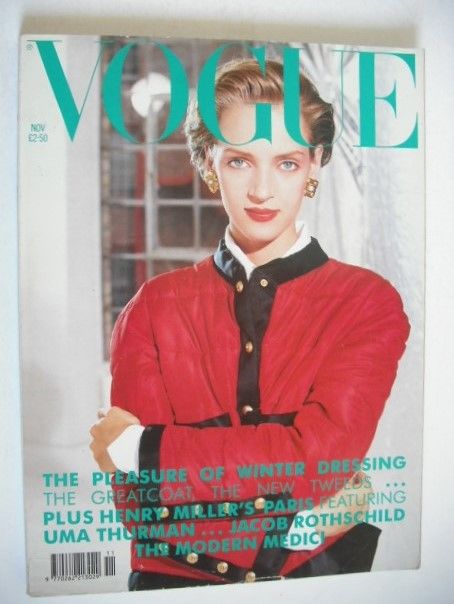 British Vogue magazine - November 1990 - Uma Thurman cover
