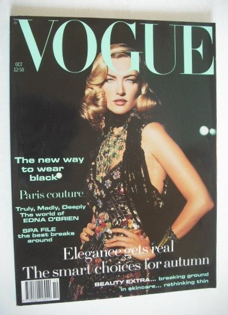 British Vogue magazine - October 1992 - Tatjana Patitz cover