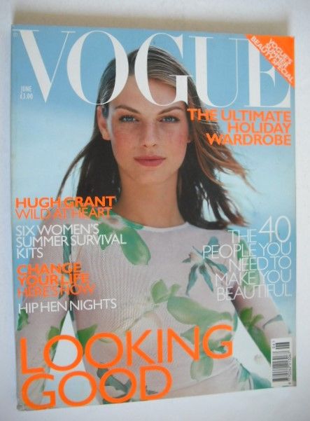 British Vogue magazine - June 1999 - Angela Lindvall cover