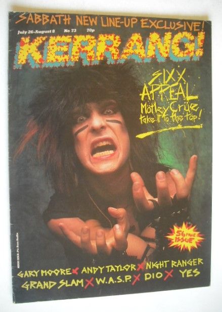 Kerrang magazine - Nikki Six cover (26 July - 8 August 1984 - Issue 73)