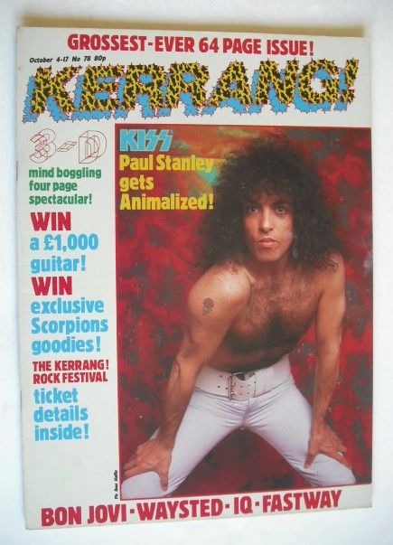 Kerrang magazine - Paul Stanley cover (4-17 October 1984 - Issue 78)