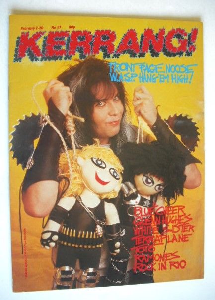 <!--1985-02-07-->Kerrang magazine - Blackie Lawless cover (7-20 February 19