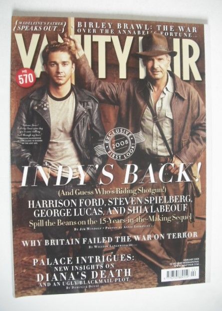 Vanity Fair magazine - Shia LaBeouf and Harrison Ford cover (February 2008)