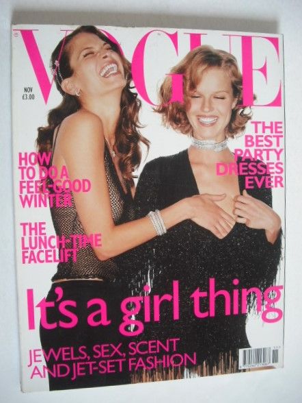 British Vogue magazine - November 1999 - Frankie Rayder and Eva Herzigova cover