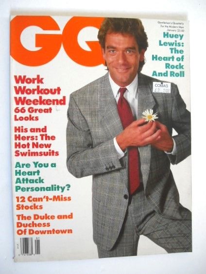 <!--1987-01-->US GQ magazine - January 1987 - Huey Lewis cover