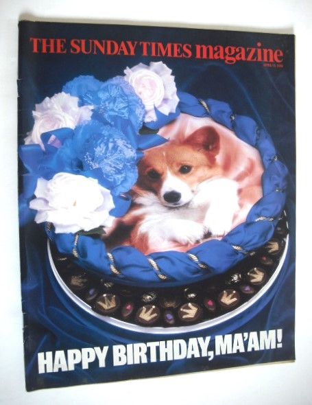 <!--1986-04-13-->The Sunday Times magazine - Happy Birthday Ma'am cover (13
