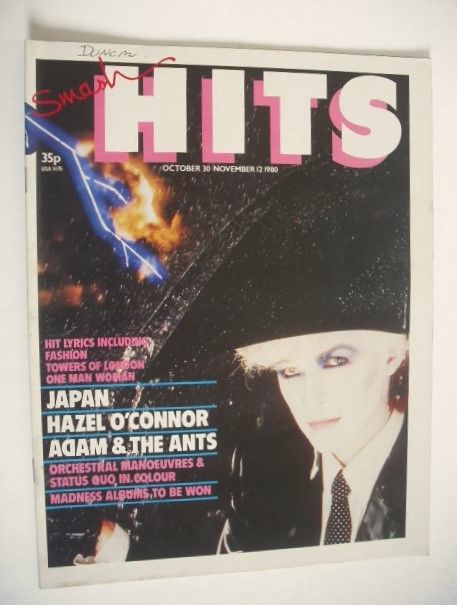 <!--1980-10-30-->Smash Hits magazine - David Sylvian cover (30 October - 12