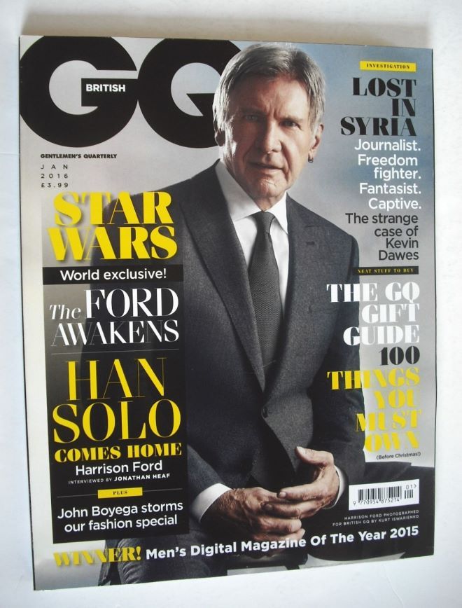 British GQ magazine - January 2016 - Harrison Ford cover