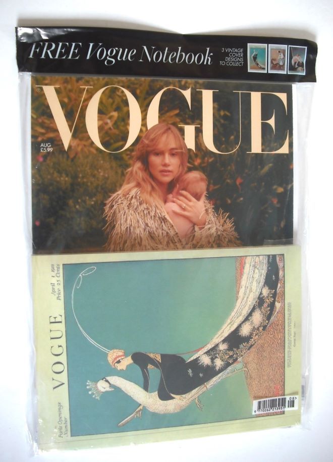British Vogue magazine - August 2024 - Suki Waterhouse cover (with Peacock notebook)