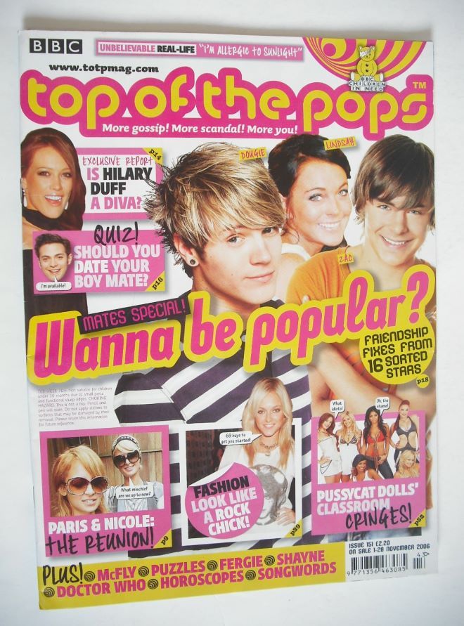 Top Of The Pops magazine - Wanna Be Popular cover (1-28 November 2006)