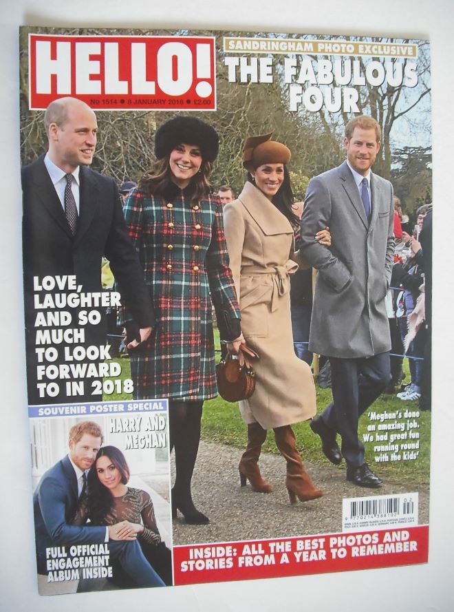 Hello! magazine - Prince William, Harry, Kate and Meghan cover (8 January 2018 - Issue 1514)