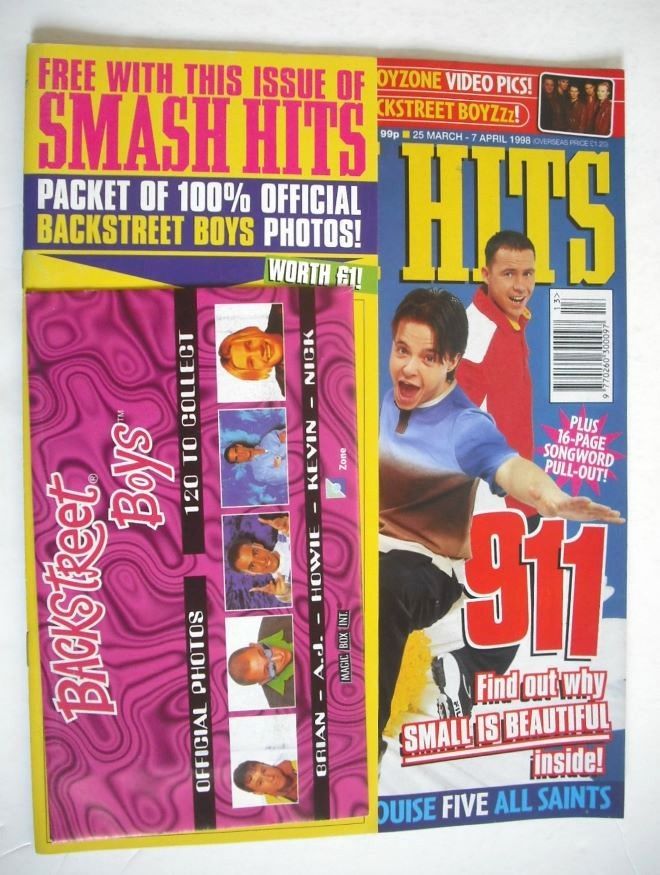 Smash Hits magazine - 911 cover (25 March - 7 April 1998)