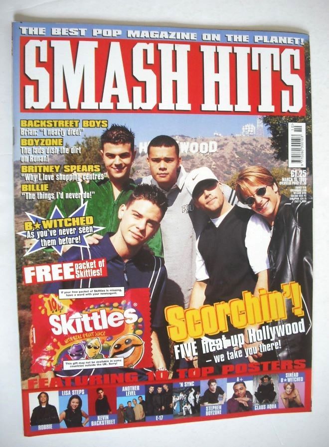 Smash Hits magazine - Five cover (10 March 1999)