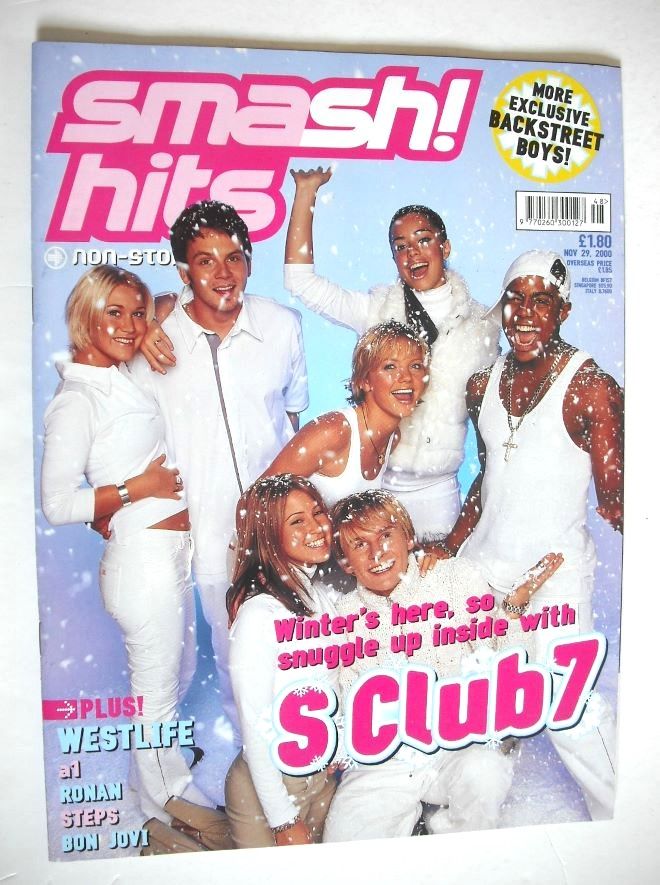 <!--2000-11-29-->Smash Hits magazine - S Club 7 cover (29 November 2000)