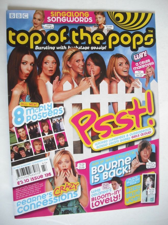 Top Of The Pops magazine - Girls Aloud cover (26 October - 8 November 2005)