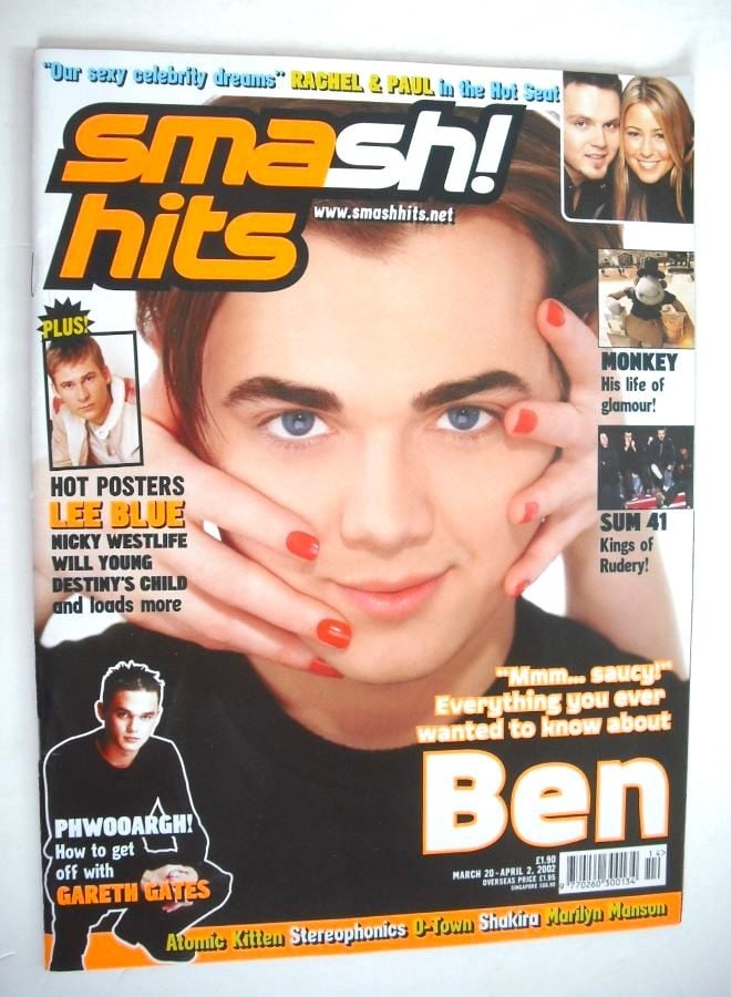 Smash Hits magazine - Ben Adams cover (20 March - 2 April 2002)