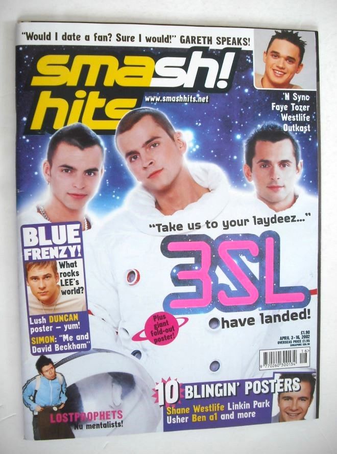 <!--2002-04-03-->Smash Hits magazine - 3SL cover (3-16 April 2002)