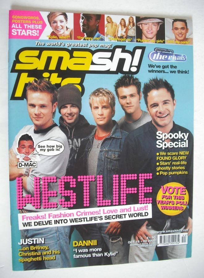 Smash Hits magazine - Westlife cover (16-29 October 2002)