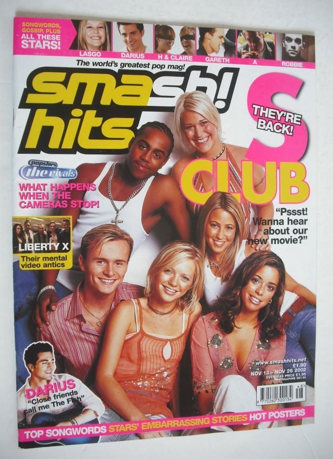 Smash Hits magazine - S Club cover (13-26 November 2002)