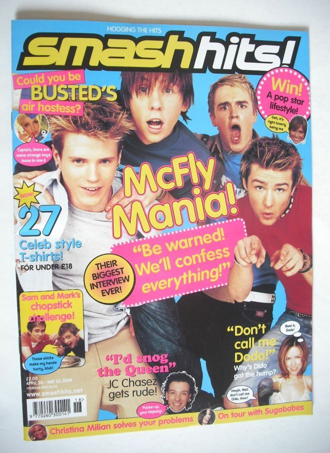 <!--2004-04-30-->Smash Hits magazine - McFly cover (30 April - 13 May 2004)