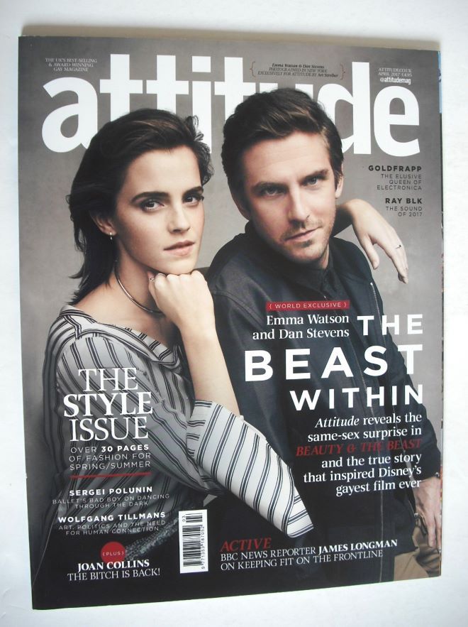 Attitude magazine - Dan Stevens and Emma Watson cover (April 2017)