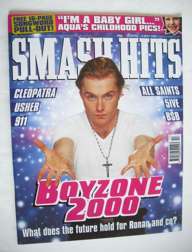 Smash Hits magazine - Ronan Keating cover (22 April - 5 May 1998)