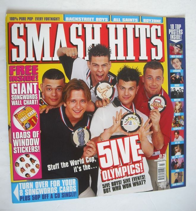 Smash Hits magazine - Five cover (3 June 1998)