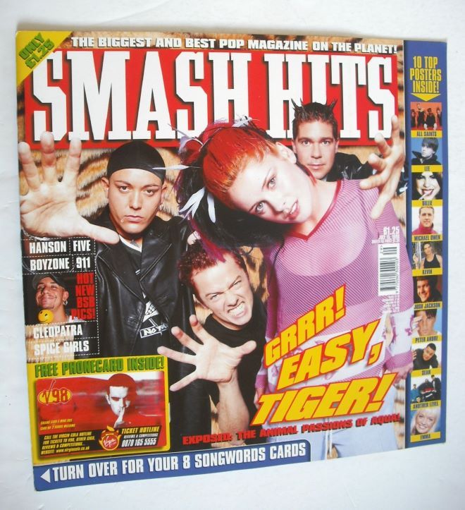 Smash Hits magazine - Aqua cover (15 July 1998)