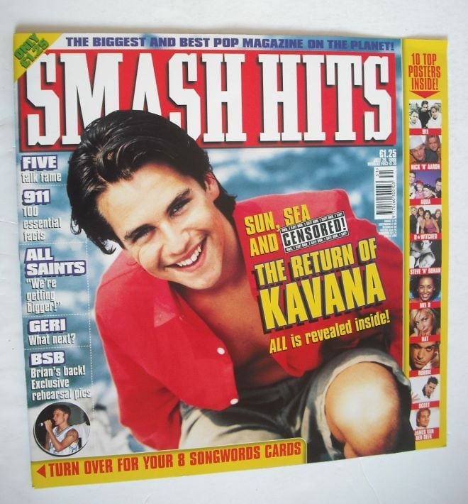 Smash Hits magazine - Kavana cover (29 July 1998)