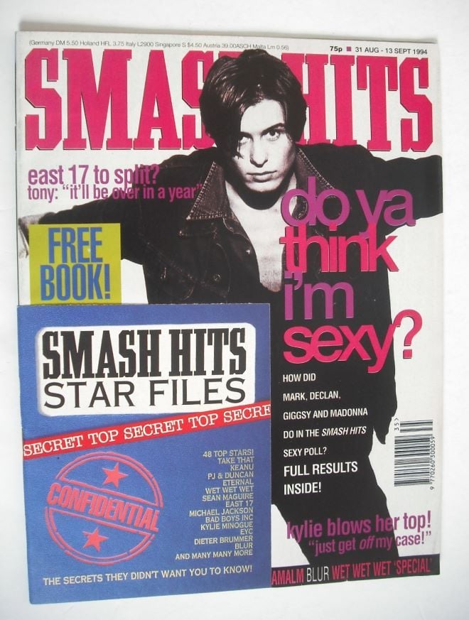 Smash Hits magazine - Mark Owen cover (31 August - 13 September 1994)