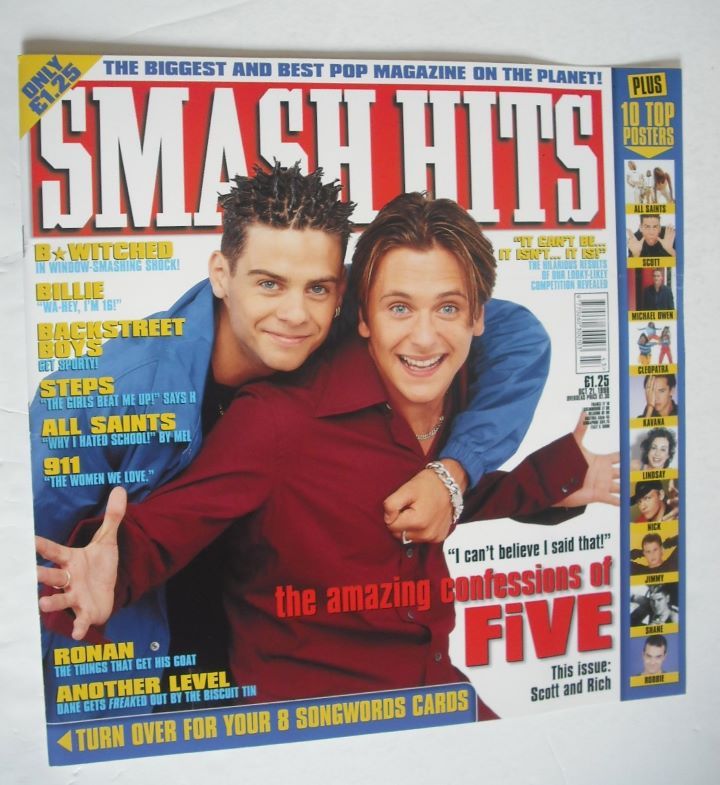 Smash Hits magazine - Scott Robinson and Ritchie Neville cover (21 October 1998)