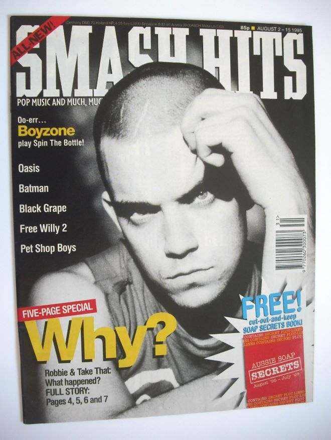 Smash Hits magazine - Robbie Williams cover (2-15 August 1995)