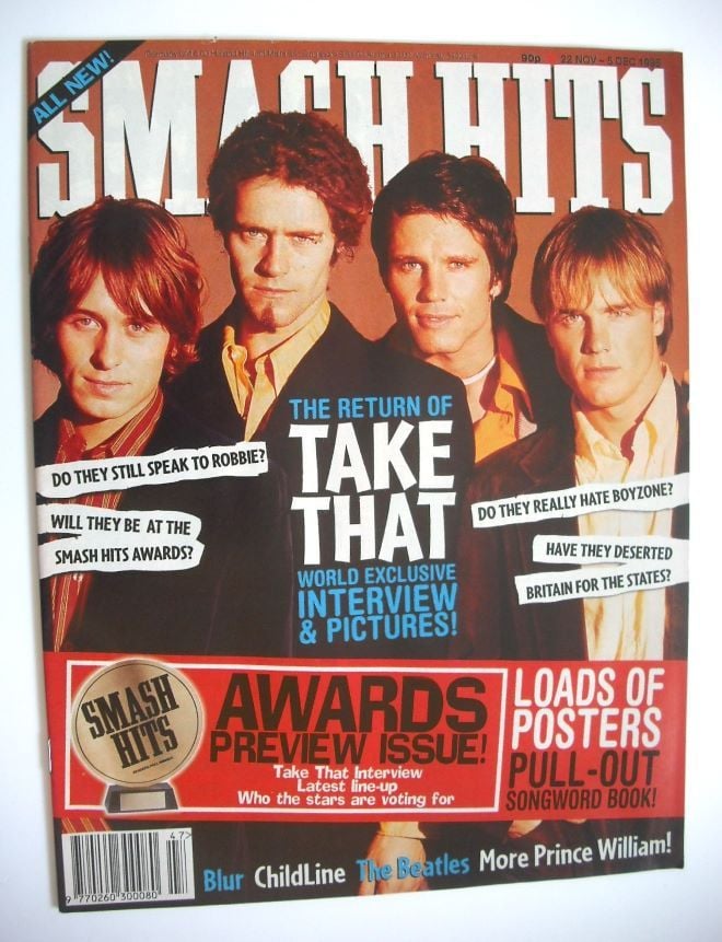 Smash Hits magazine - Take That cover (22 November - 5 December 1995)