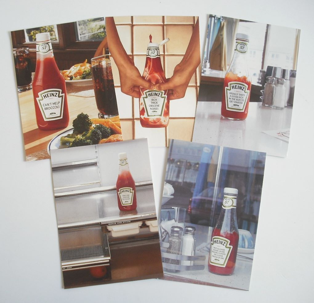 Heinz 57 Tomato Sauce advertising postcards (1990s, x5)