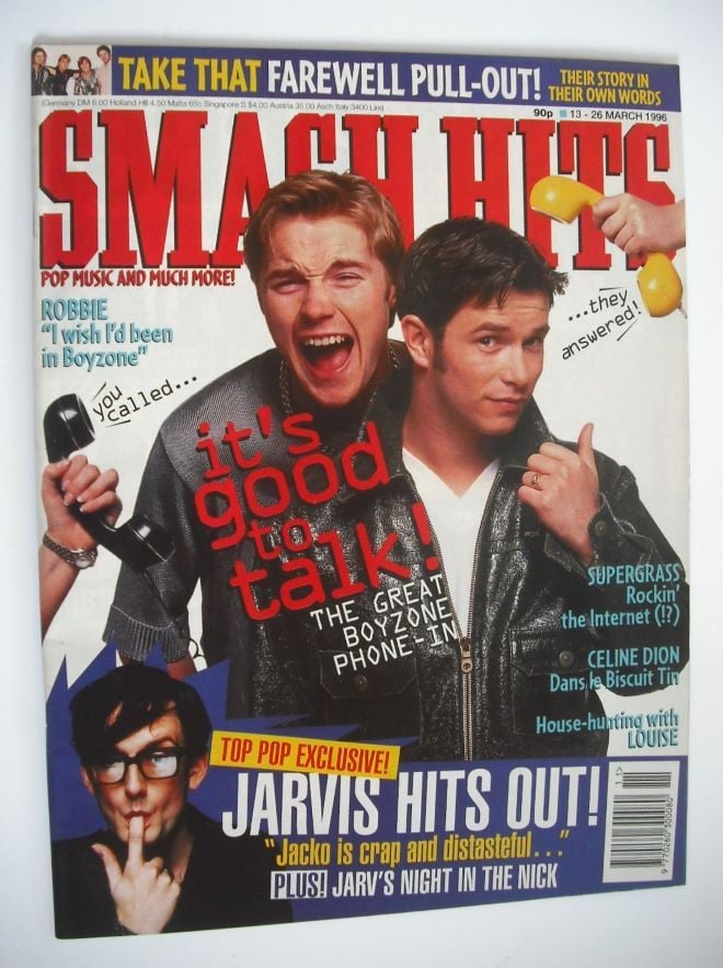 Smash Hits magazine - Ronan Keating and Stephen Gately cover (13-26 March 1996)