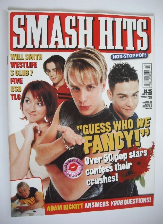 Smash Hits magazine - Pop Star Crushes cover (11 August 1999)