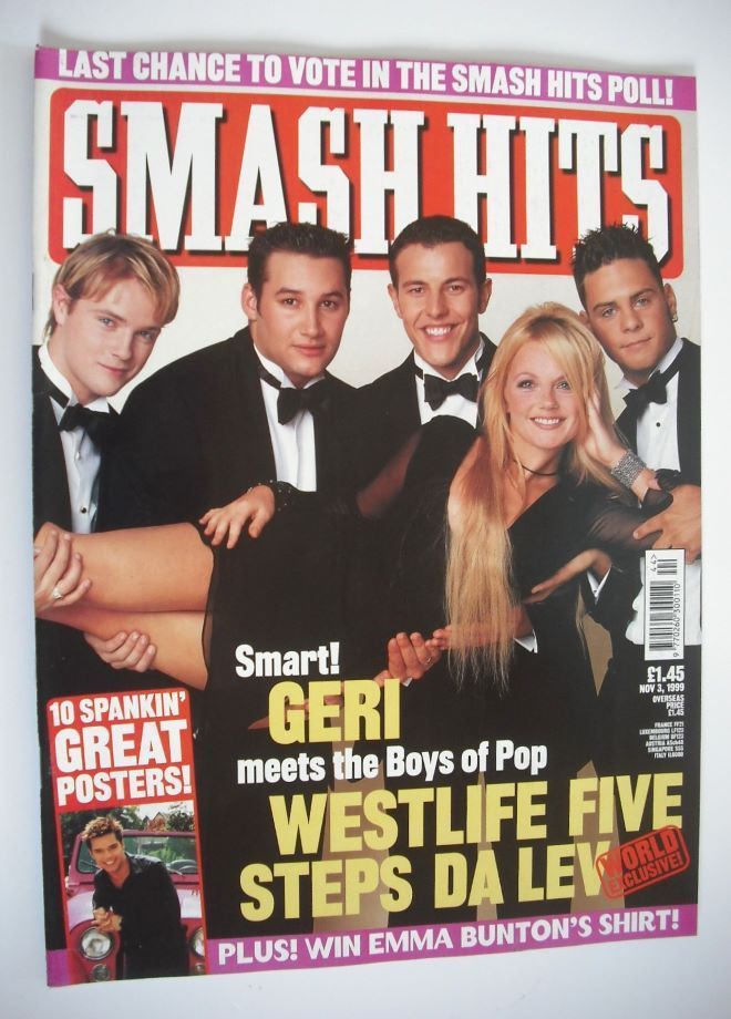 <!--1999-11-03-->Smash Hits magazine - Geri Halliwell and Boys of Pop cover