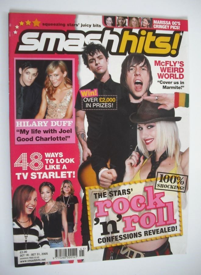 Smash Hits magazine - Rock 'n' Roll Confessions cover (18-31 October 2005)