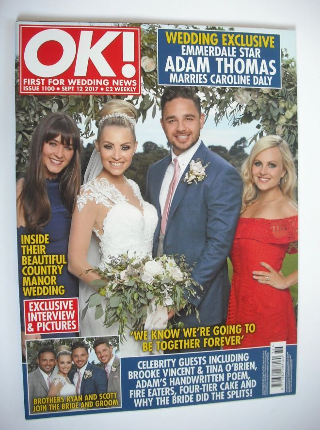OK! magazine - Adam Thomas and Caroline Daly wedding cover (12 September 2017 - Issue 1100)