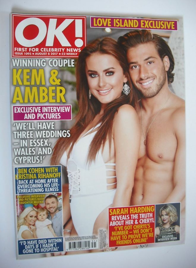 <!--2017-08-08-->OK! magazine - Kem Cetinay and Amber Davies cover (8 Augus