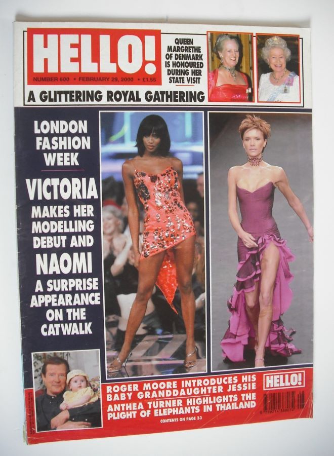 Hello! magazine - Victoria Beckham and Naomi Campbell cover (29 February 2000 - Issue 600)