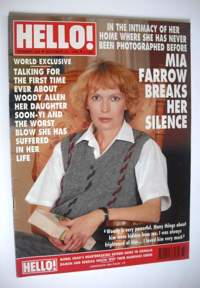 Hello! magazine - Mia Farrow cover (24 October 1992 - Issue 225)