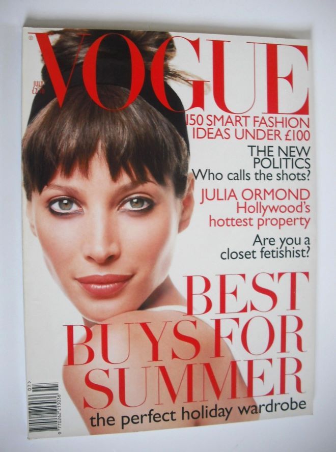 British Vogue magazine - July 1995 - Christy Turlington cover