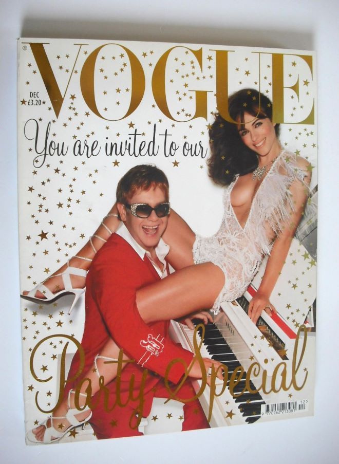 British Vogue magazine - December 2002 - Liz Hurley and Elton John cover